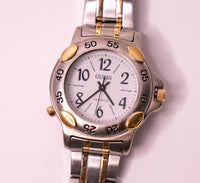 Vintage Silber-Ton Guess Indiglo Quarz Uhr für Frauen