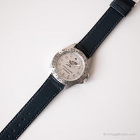 Swiss de tono plateado vintage reloj para él | Correa de cuero para hombre reloj