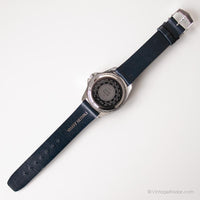 Vintage Silver-tone Swiss Watch for Him | Mens Leather Strap Watch