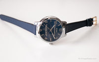 Vintage Elegant Blue Dial Watch | Silver-tone Analog Wristwatch