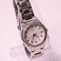 Silberton Guess Damen Uhr mit weißen Edelsteinen | Jahrgang Uhr