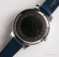 Vintage Elegant Blue Dial Watch | Silver-tone Analog Wristwatch