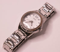 Argenté Guess aux femmes montre avec des pierres précieuses blanches | Ancien montre