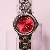 Vintage Red-dial Guess Watch for Women | Silver-tone Guess Waterpro Watch
