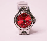 Vintage Red-Dial Guess Uhr für Frauen | Silberton Guess Wasserprogramm Uhr