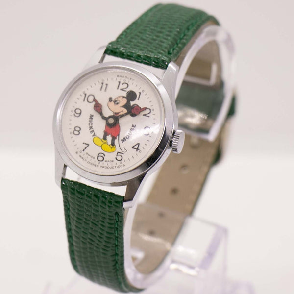 Extraño Bradley Hecho en Suiza Mickey Mouse Mecánico reloj Disney