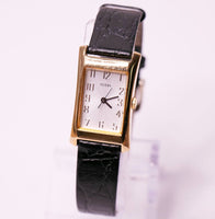 Clásico Guess reloj para mujeres dial rectangular y correa negra vintage
