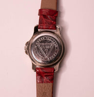 Ancien Guess montre pour les femmes avec un bandoulière en cadran vert et en cuir rouge