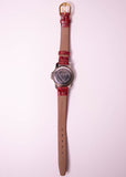 Vintage Guess Watch for Women with Green Dial & Red Leather Strap