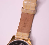 44mm Large Gold-tone Guess Quartz Watch with Floral Dial Vintage