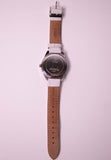 Silver-tone Guess Women's Watch White Leather Strap & White Gemstones
