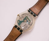 1995 Black Leather Original GUFO SRK101 Vintage Swatch Watch - Vintage Radar