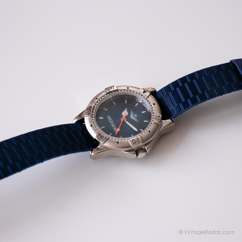 Vintage Mild Seven Wristwatch | Blue Dial Watch with Rotary Bezel ...