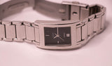 Guess Acero reloj para mujeres | Dial negro rectangular Guess reloj Antiguo