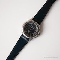 Vintage Silver-Tone Herren Uhr von tlc | 90er Jahre Black Dial Armatur