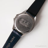 Vintage Silver-Tone Herren Uhr von tlc | 90er Jahre Black Dial Armatur