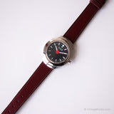 Vintage Quaro Silver-tone Watch for Her | Black Dial Ladies Watch
