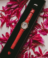 Orologio da donna in fase moonfase vintage con il braccialetto in pelle rossa