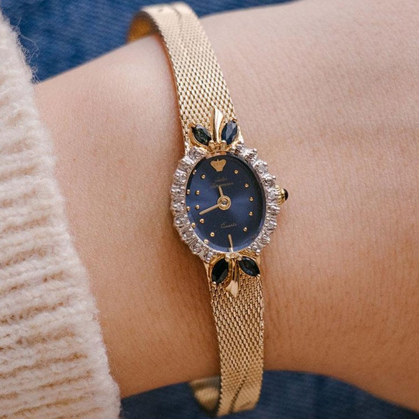 Rare vintage bleu-cadran Jules Jurgensen Occasion montre pour femme