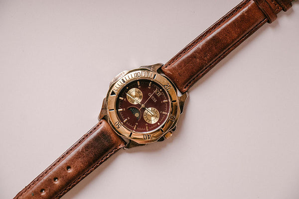 Guess Raro Calendario triple raro Guess Fase lunar reloj con dial marrón de ...