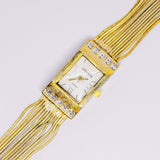 Square-Dial Gruen Quartz Watch | Classy Elegant Gold-tone Ladies Jewelry - Vintage Radar