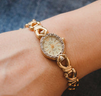 Antiguo Jules Jurgensen Señoras reloj | Cuarzo de diamante JJ de tono de oro reloj