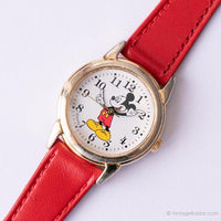 Vintage Two-Tone Classic SII Seiko Mickey Mouse Watch with Red Strap