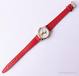 Vintage zweifarbige klassische SII Seiko Mickey Mouse Uhr mit rotem Riemen