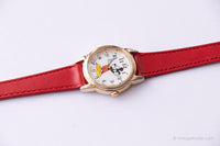 Clásico de dos tonos vintage SII Seiko Mickey Mouse reloj con correa roja