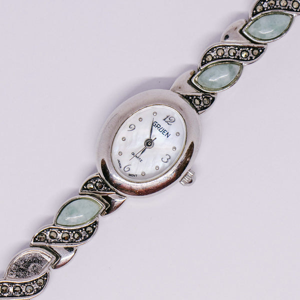Luxury Silver-tone Gruen Quartz Watch | Women Occasion Dress Watch - Vintage Radar