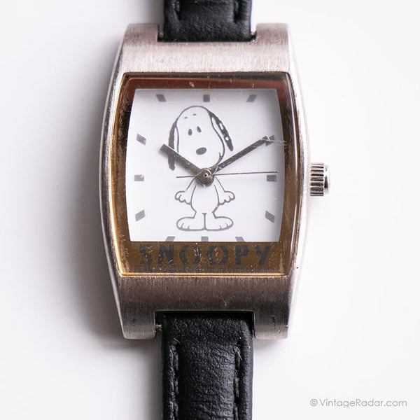 مراقبة Snoopy خمر للنساء | ساعة معصم مستطيلة مستطيلة سنوبي