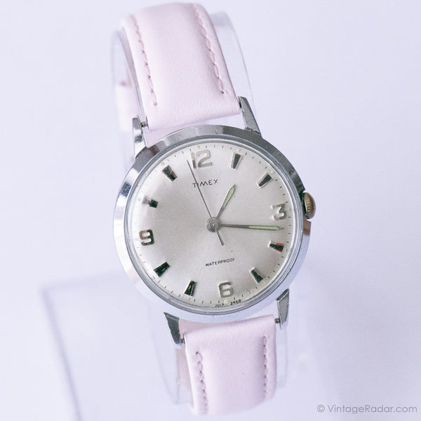 Vintage 1960er Jahre Timex Uhr | 60er Jahre Auflauf Timex Stahl Uhr - Rosa Uhr Gurt