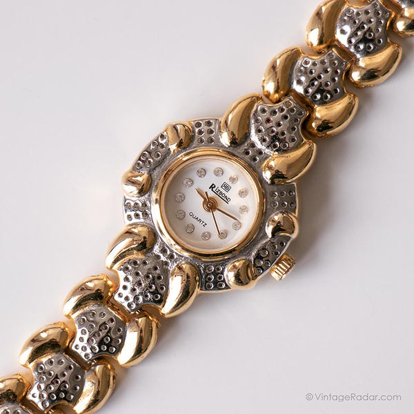 Vintage zweifarbige Rizbond Uhr | 90er -Jahre -Mode Uhr für Damen