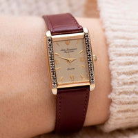RARO Jules Jurgensen Ladies Quartz orologio con cornice di diamanti vintage