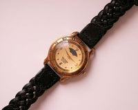 Tono de oro vintage Waltham Fase lunar de diamante reloj Movimiento de cuarzo