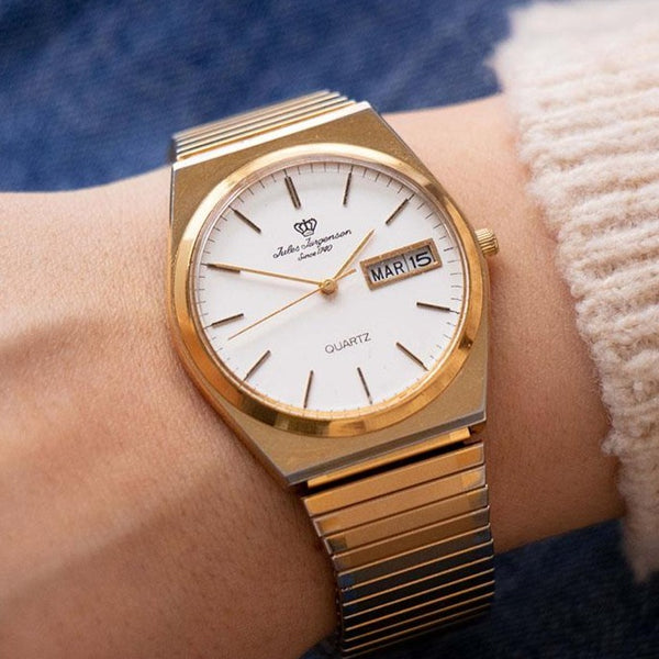 Vintage Gold-tone Jules Jurgensen since 1740 Quartz Watch Day