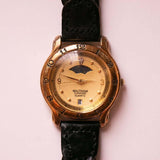 Tono de oro vintage Waltham Fase lunar de diamante reloj Movimiento de cuarzo