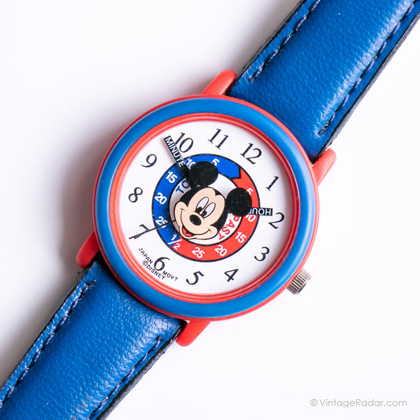 Original rojo y azul Disney reloj | Mickey Mouse Antiguo reloj