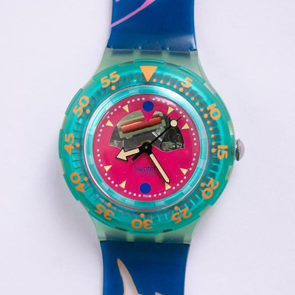 1990 swatch Scuba 200 SDN101 FISH FELIZ reloj | Antiguo swatch reloj