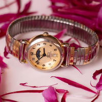 Fase de luna de Kathy Irlanda vintage reloj | Cuarzo de la luna de dos tonos