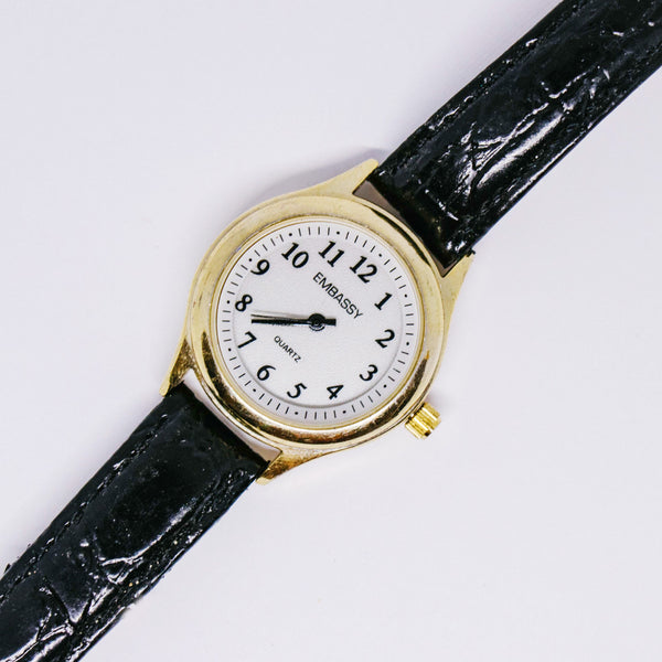 Minimalist Gold-tone Embassy Quartz Watch | Vintage Women's Watches - Vintage Radar