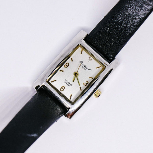 Square Dial Precision by Gruen Watch | Silver-tone Diamond Quartz Watch - Vintage Radar