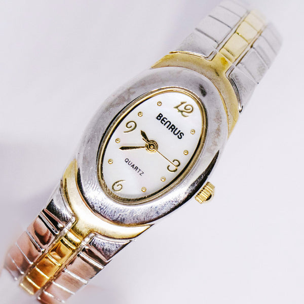 Tiny Benrus Ladies Quartz Watch | Two-tone Bracelet Watch for Women - Vintage Radar