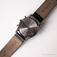 Jahrgang Lorus chronograph Uhr | Silberton Uhr mit schwarzem Zifferblatt
