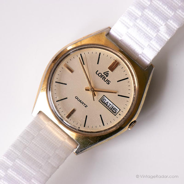 Tono de oro vintage Lorus Fecha reloj | Elegante clásico reloj