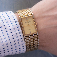 Tono de oro raro Jules Jurgensen reloj | Cuarzo de diamante vintage jj reloj