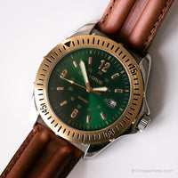 Vintage bicolore Lorus montre | Date de numérotation verte montre