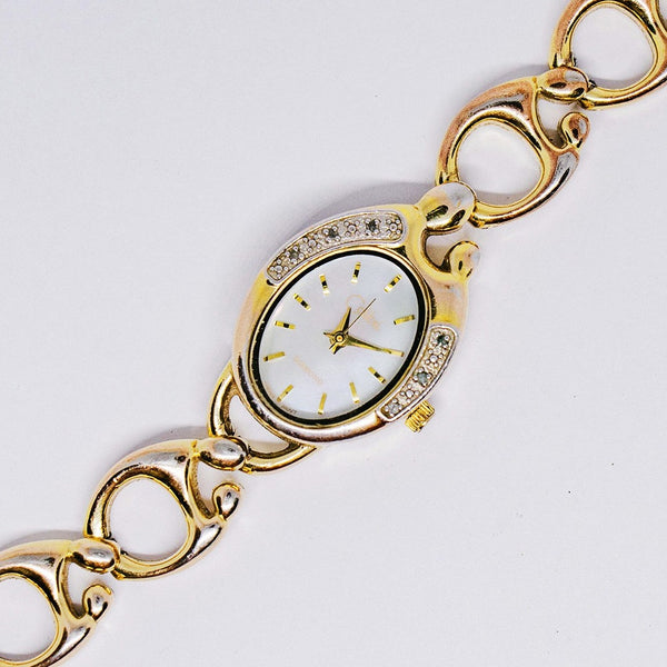 Tono de oro de diamante calibri reloj | Damas elegantes cuarzo reloj