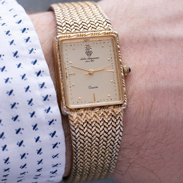 Rare rectangulaire vintage Jules Jurgensen Depuis 1740 Quartz montre