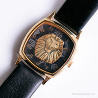 Élégant roi de lion noir et or montre | Vintage à collectionner Disney montre